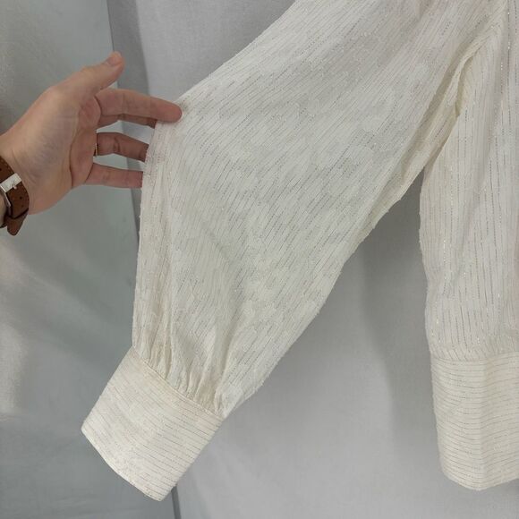 NWT Karl Lagerfeld Paris Women’s Small White Keyhole Mock Turtleneck Puff Sleeve - Picture 7 of 11